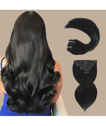 Black Straight Clip Extensions 120 Gr Véritable concentré