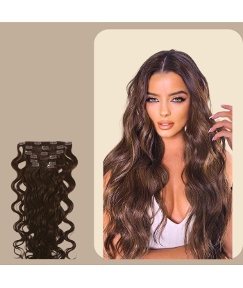 Chocolate Wavy Clip Extensions en stock