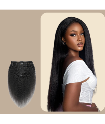 Kinky Straight Black 120g Clip-In Extensions Kit en ligne des produits 