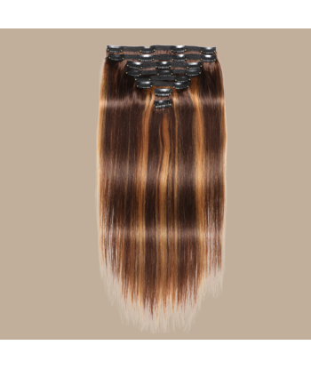 Straight Blonde Medium Brown Clip-In Extensions Kit 120 gr pas cheres