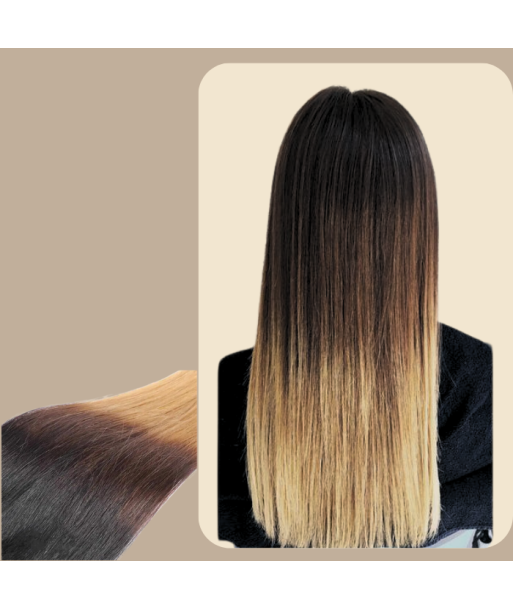 Rak Ombre Brun Choklad Blond Mono Clip-In Förlängning Maxi Volym Band solde